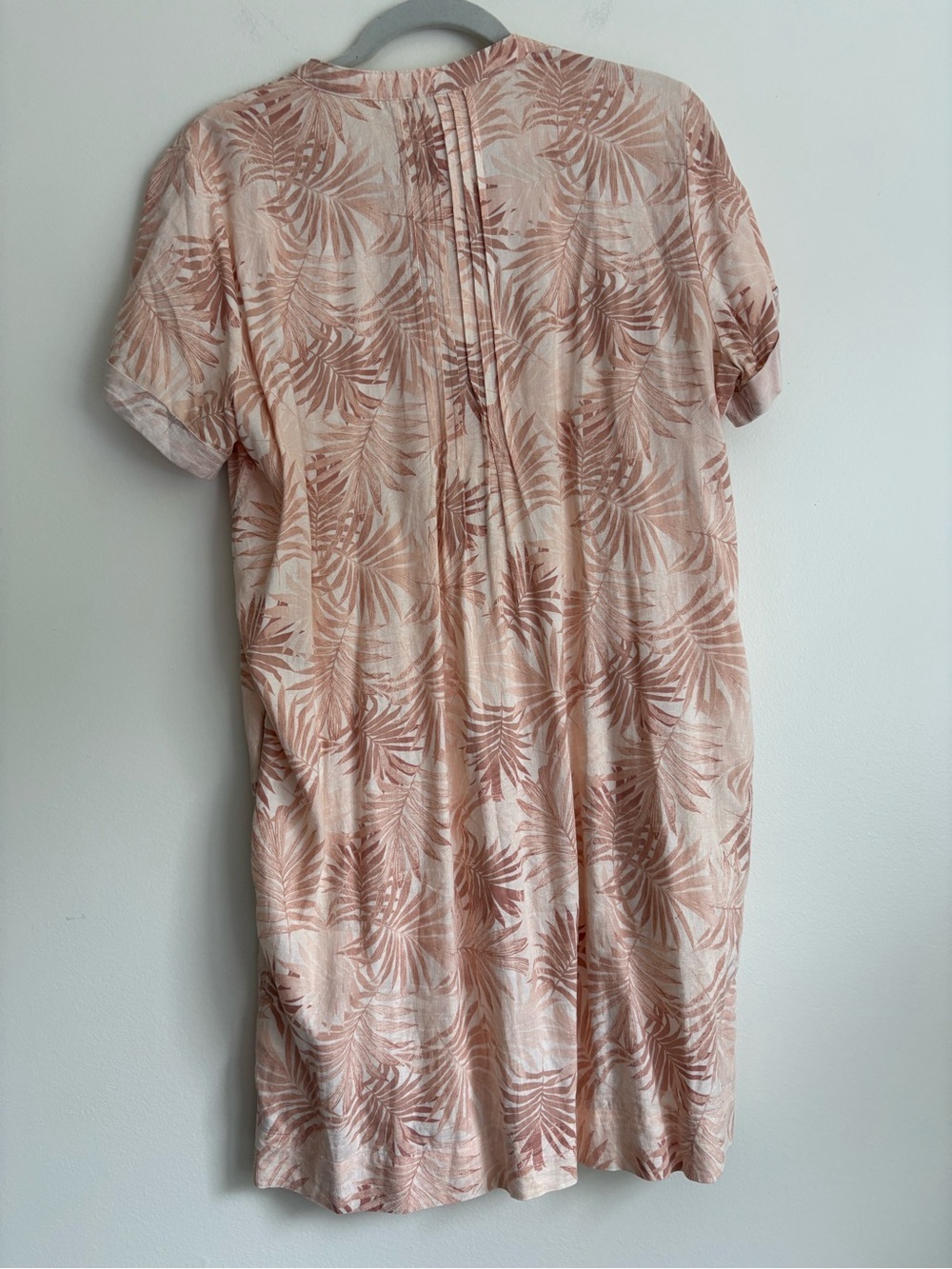 Faherty Gemina Dress Peach Tropical Palms Womens Linen Blend Sz M Beach Vacation - Picture 6 of 11